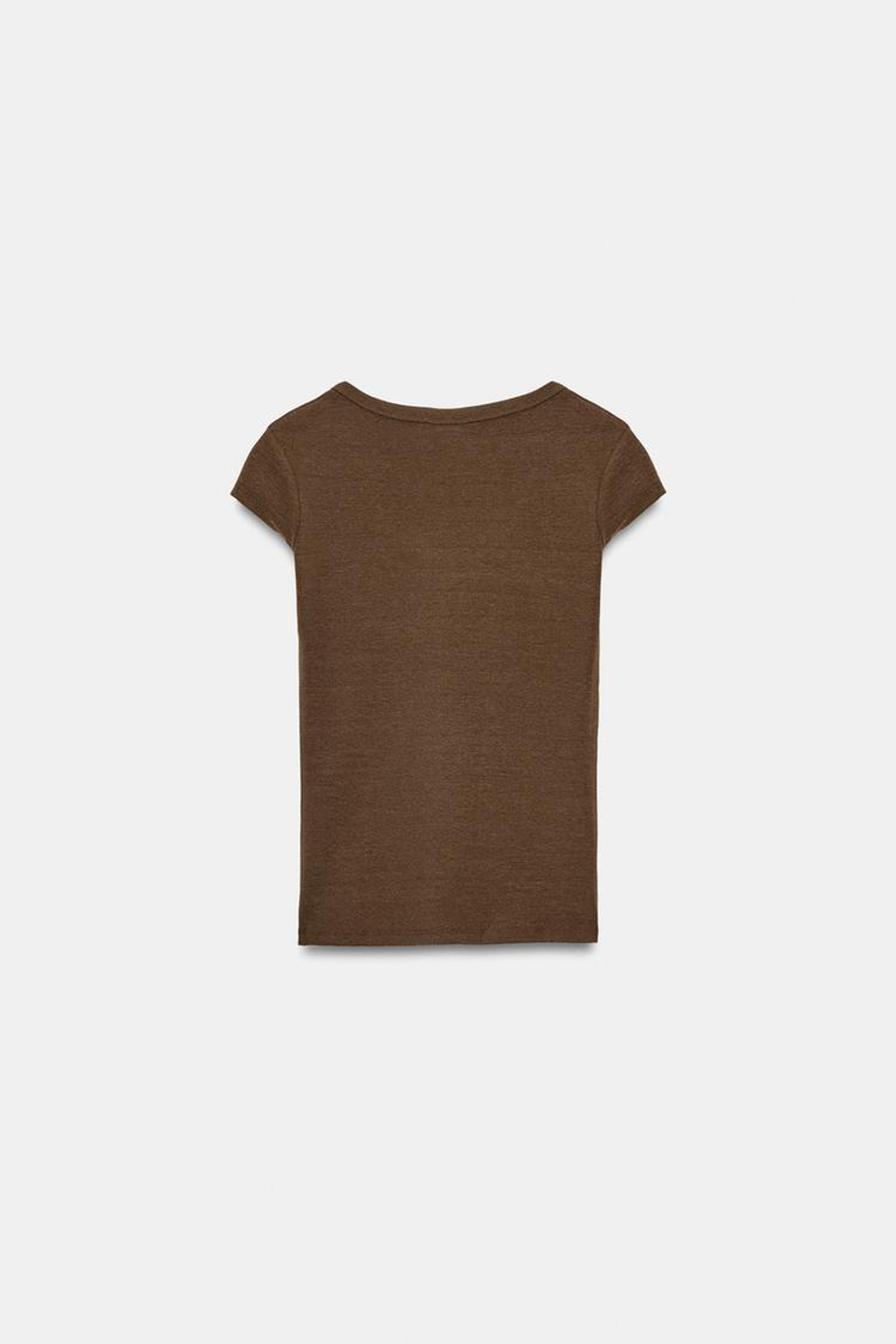 ZARA ФУТБОЛКА С ШИРОКИМ ВЫРЕЗОМ, КОРИЧНЕВЫЙ