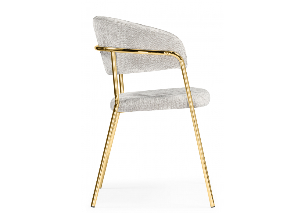 Стул на металлокаркасе Woodville Kamelia светло-серый, ткань золотые ножки