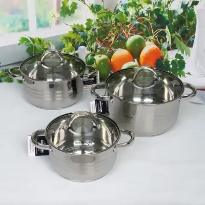 Набор посуды из нержавеющей стали ADELE 3 предмета (3 кастрюли 3,7л, 3,4л, 4,5л), DH10-6