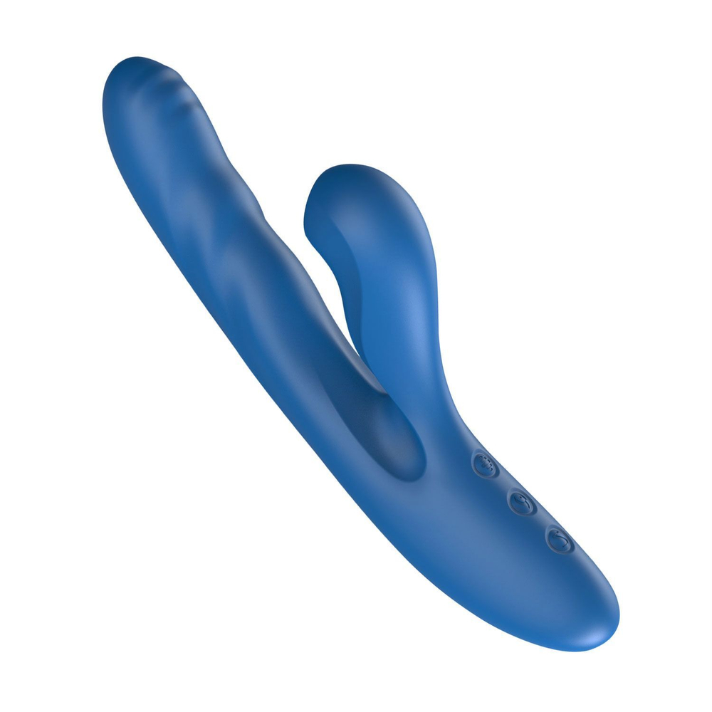 Голубой вибратор Otto с возвратно-поступательными движениями, вакуумом и подогревом