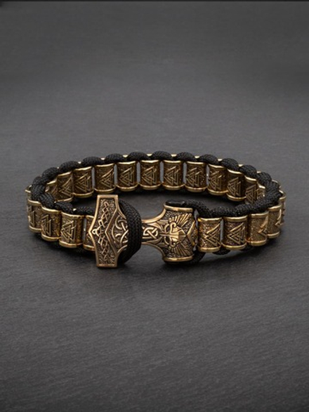 Скандинавский браслет валькнут с молотом Тора металл бронза