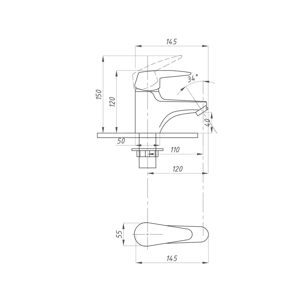 Смеситель для раковины 40к ПРОФСАН ПСМ-740-072 "ЕВРО" литой, п/гайку,без подводки,ХРОМ