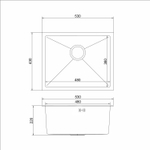 Мойка MIXLINE подстольный монтаж 53х43 (3,0) вып 3 1/2, 22см с сифоном черный графит PRO (547232)