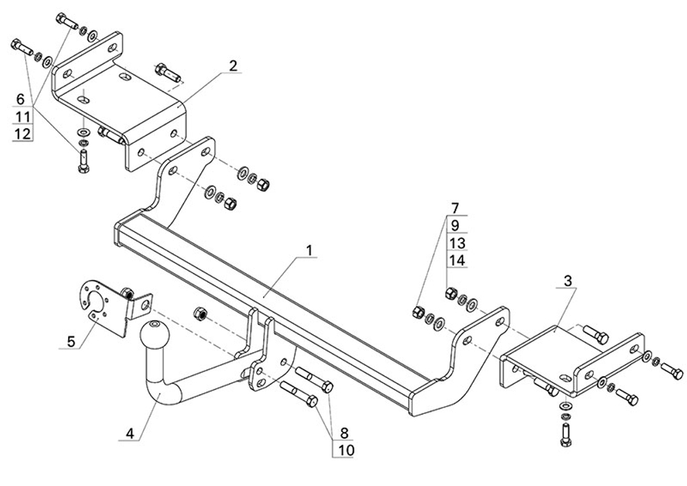 Фаркоп для Kia Ceed хетчбек 5 дверей 2012-2018 Тип шара: A. Нагрузки: 1500/75 кг, KI 27