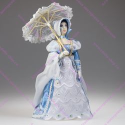 Сувенирная кукла со складным зонтиком в костюме начала 19 века