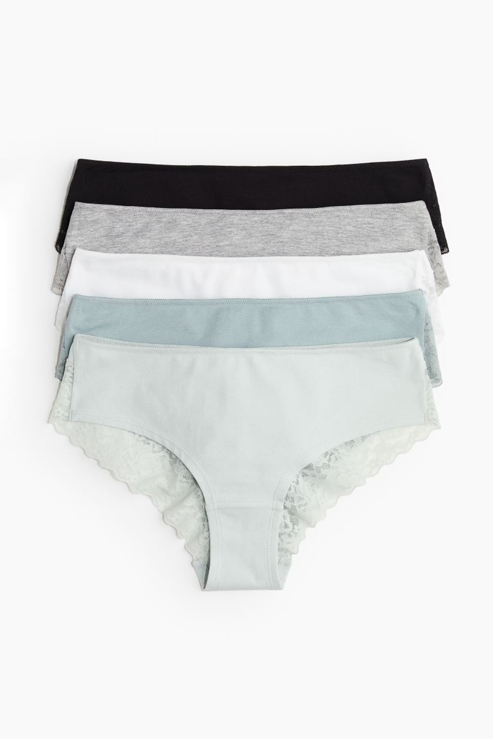 H&M Набор из пяти трусов с кружевом, светло-серый