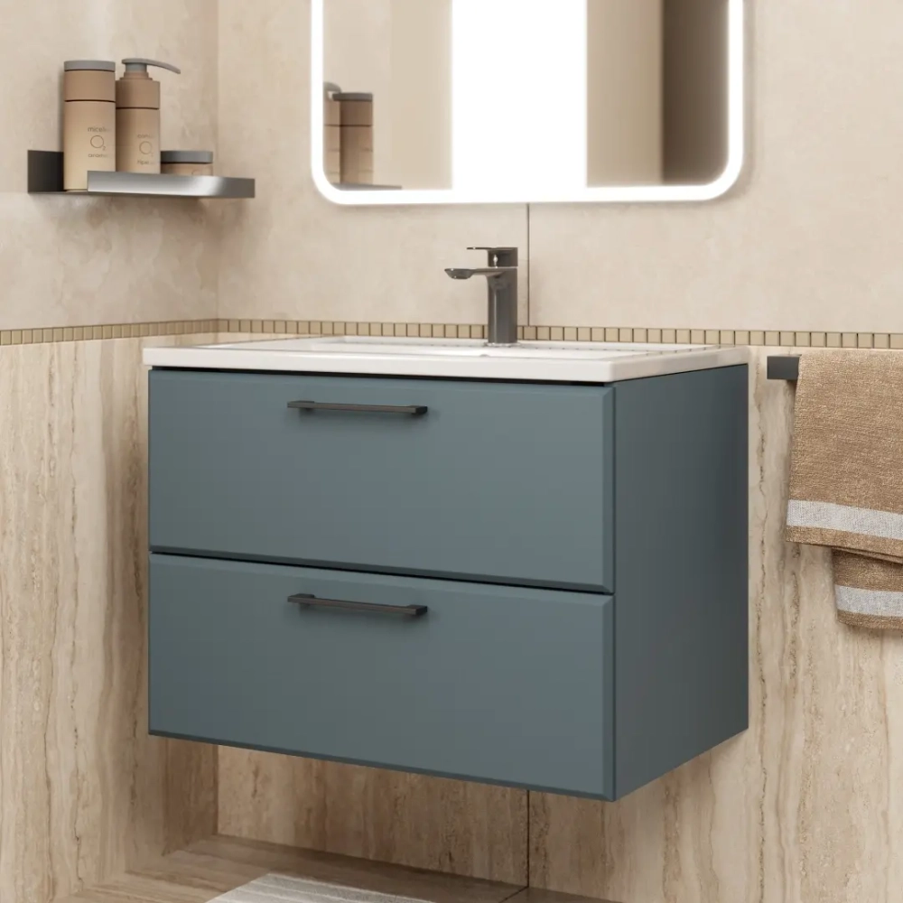 Тумба с раковиной для ванной Uperwood Foster New 70 см, подвесная, серый графит