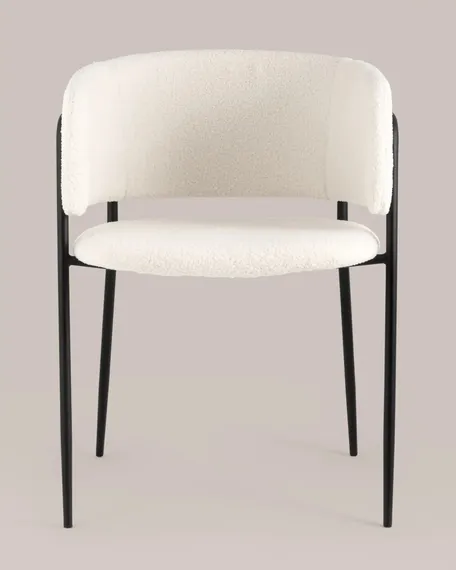 Стул Nell, белое букле, черные ножки