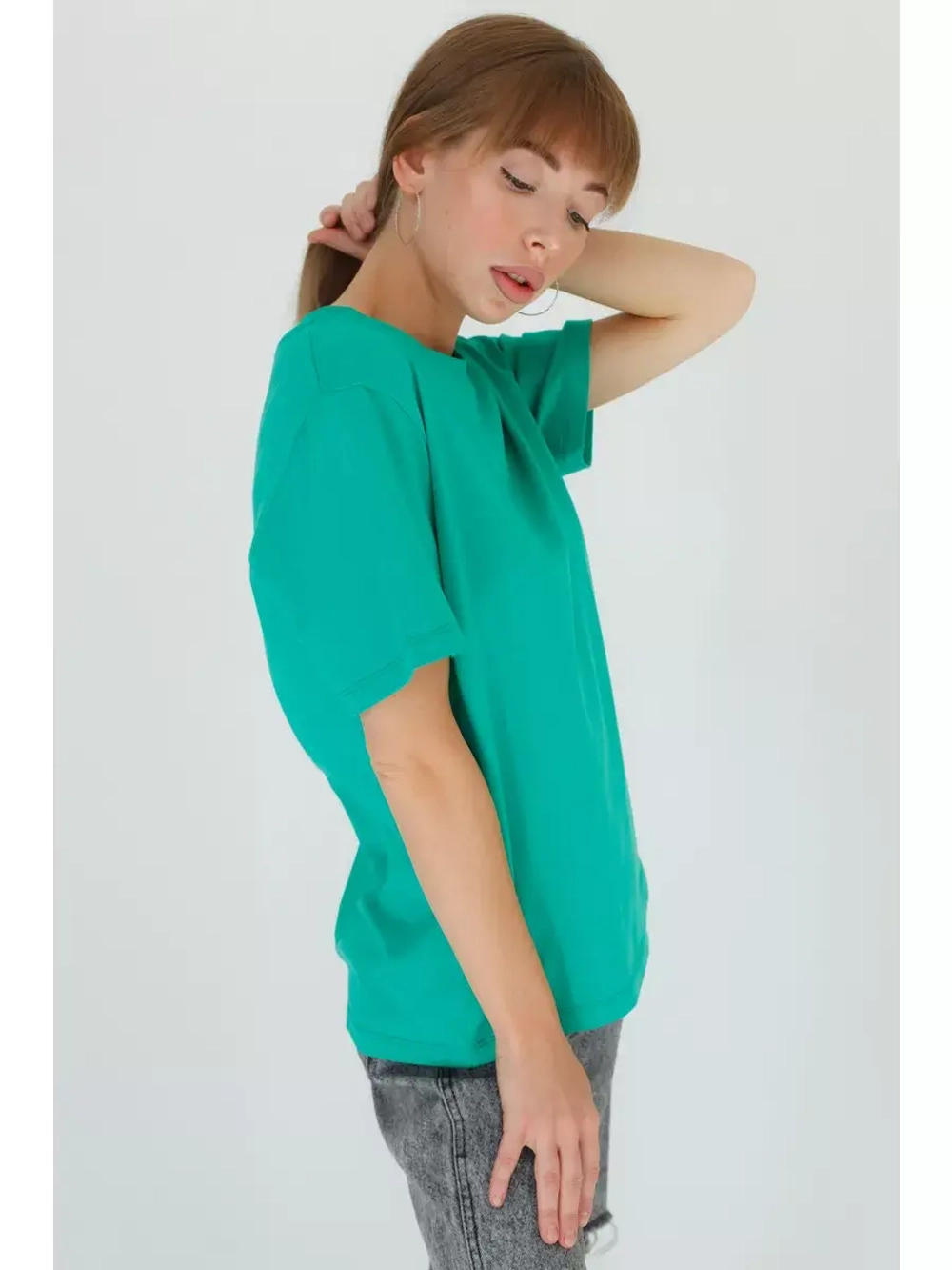 Футболка зеленая повседневная базовая оверсайз тишка