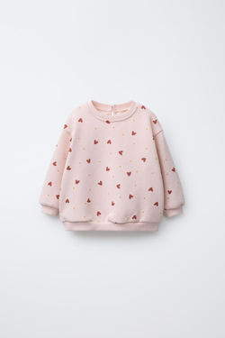 ZARA ТОЛСТОВКА С ПРИНТОМ, РОЗОВЫЙ