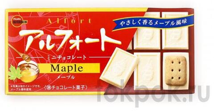 Белый шоколад со вкусом кленового сиропа с печеньем Bourbon Alfort Maple, 55 гр