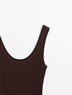 Massimo Dutti Трикотажное боди с круглым вырезом - Studio, бордово-красный