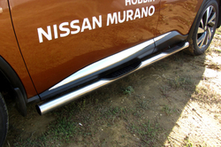 Пороги из нержавейки Nissan Murano (2014-2023) d76 с проступями