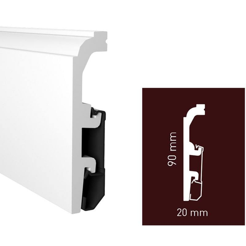 Плинтус дюрополимерный под покраску Arbiton Vega HDPS P0910 Белый 90х20х2400 мм