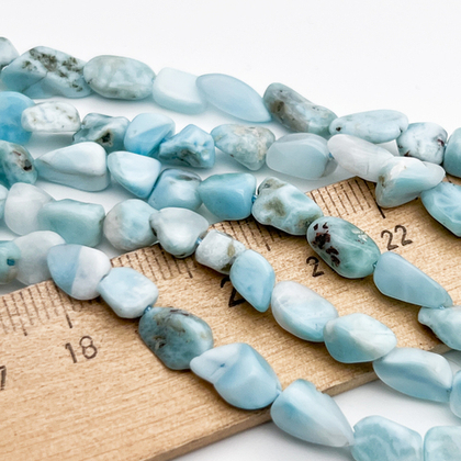 Ларимар бусины, галтовка, размер около 6-7 мм, цена за нить 38 см