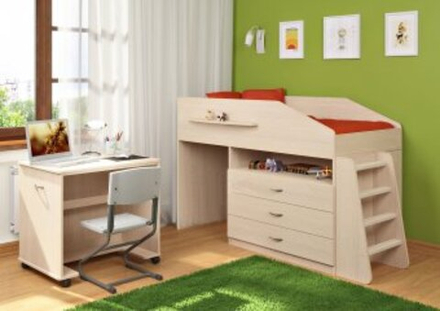 Кровать-чердак КарИВи Легенда 12.1  Дуб Молочный  Дуб Молочный