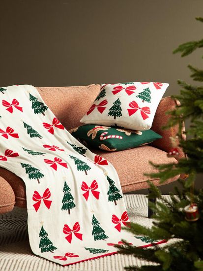 Подушка вязаная с новогодним рисунком christmas bows из коллекции new year essential, 45x45 см