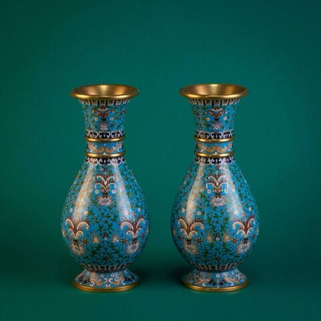 Винтаж: Изящная пара ваз «Клуазоне»