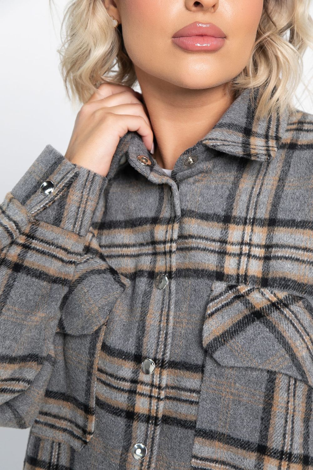 Пальто-рубашка Хармони (серо-бежевая) Б15041-5М LT Collection