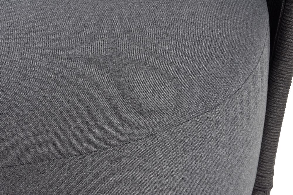 "Монтелла" диван 3-местный плетеный из роупа, каркас алюминий темно-серый (RAL7024) муар, роуп темно-серый круглый, ткань темно-серая 027