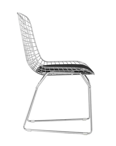 Стул Bertoia хром с черной подушкой