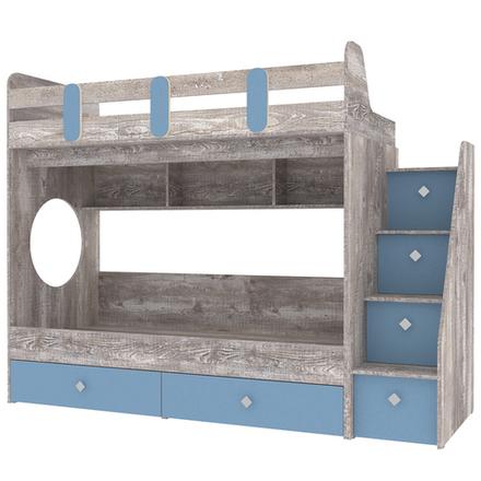 Двухъярусная кровать КарИВи Фортуна-2 Бетон Светло-синий, голубой