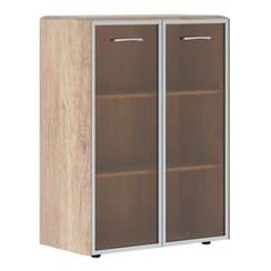 Шкаф средний со стеклянными дверьми в AL-рамке и обвязкой DMC 85.7  892х450х1185 DIONI