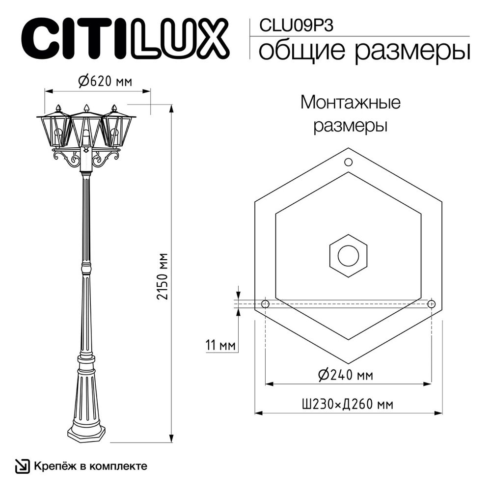 Citilux FORTS CLU09P3 Уличный парковый светильник