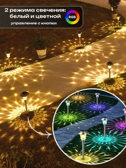 Светильник на солнечной батарее уличный, фонарики садовые на солнечных батареях / 2 светильника в комплекте