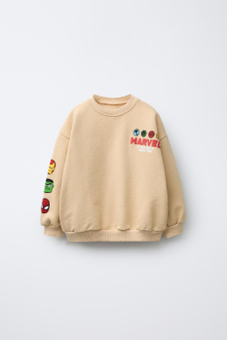 ZARA ТОЛСТОВКА С ПРИНТОМ THE AVENGERS © MARVEL, СВЕТЛО-БЕЖЕВЫЙ
