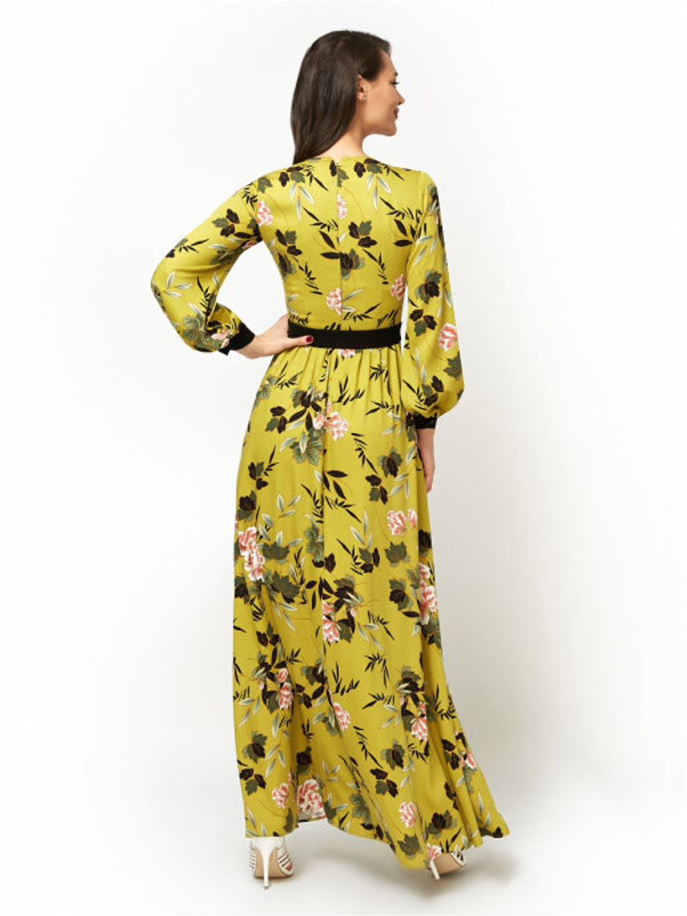 Хлопковое платье с цветочным принтом оливковое 15-01-20 SS