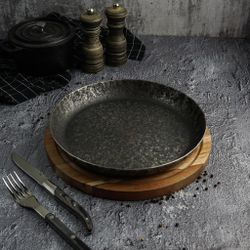 Сковорода для подачи 26 см h3,1 см круглая без ручки " " углерод. сталь ИНДУКЦИЯ P.L.