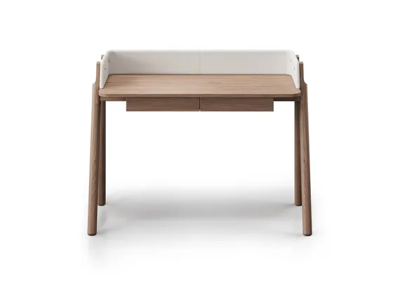 Стол письменный Basic 120*60 см (натуральный дуб, молочный экокожа)