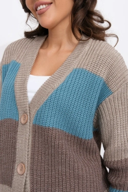 Жакет В 1558/бежево-бирюзовый