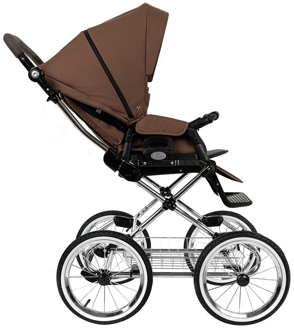 Детская коляска Roan Bass Next Classic d14 2.0 3 в 1 с автокреслом Pituso Baesa Pro Black,Beige Canopy BSNC/91/2 Mocha Mousse/Black/руч.Cappuccino