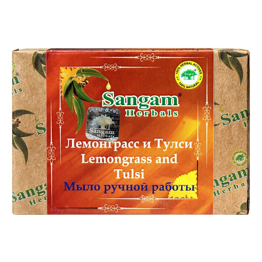 Мыло Sangam Herbals с глицерином Лемонграсс и Тулси Lemongrass and Tulsi 100 г