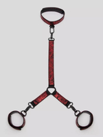 Ошейник с наручниками Reversible Faux Leather Collar and Wrist (Цвет: красный с черным)