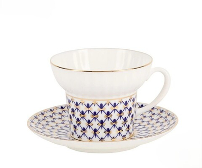 Чашка с блюдцем кофейная 155 мл форма Волна рисунок Кобальтовая сетка арт. 81.14575.00.1