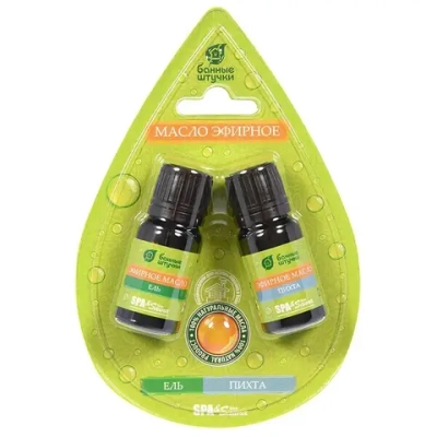 Набор эфирных масел «ель и пихта» 2 масла по 10 мл в блистере в форме капли «Банные штучки» / 20