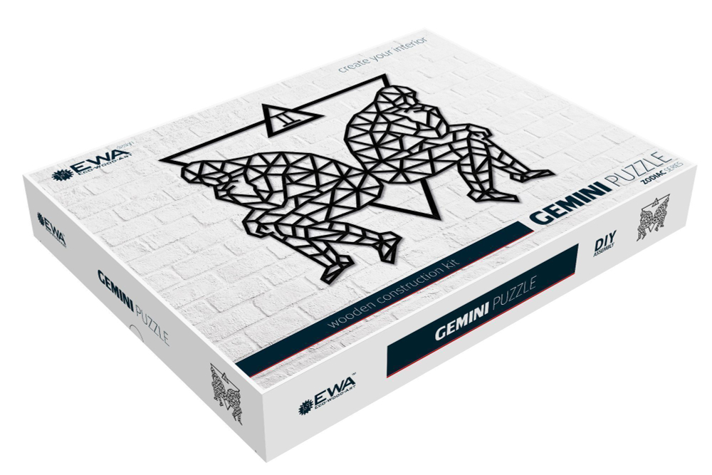 Деревянный декор настенный, панно, сборная модель EWA Design Знаки Зодиака Близнецы