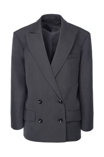 “Striped wool jacket” Двубортный жакет из шерсти.