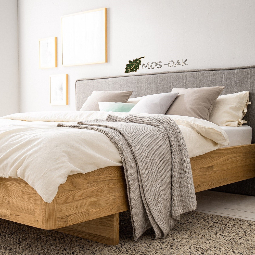 Кровать из массива парящая, с мягким изголовьем Марьяни (Мариса)