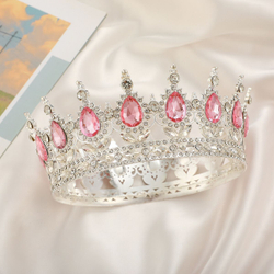 Декоративная корона на торт, серебро (Розовые камни)
