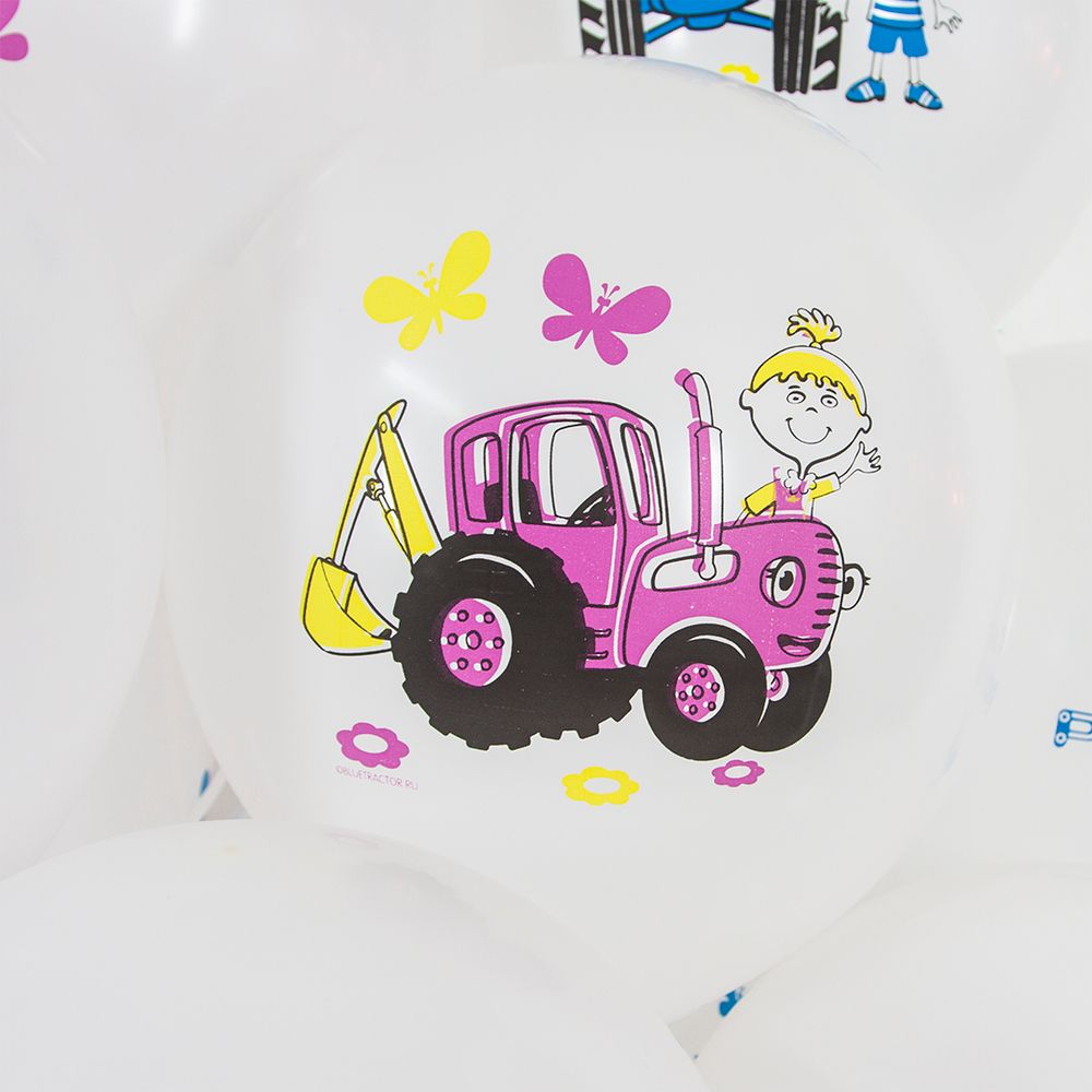 Шар (12''/30 см) Синий трактор, Белый (200), пастель, 1 ст, 25 шт.