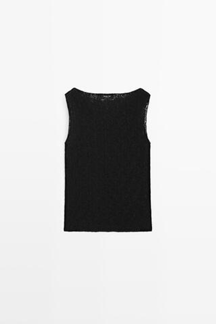 Massimo Dutti Топ из фактурной ткани без рукавов, черный