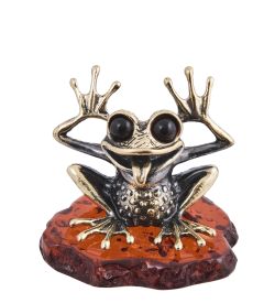 AM-4032 Фигурка «Лягушка Кривляка» (латунь, янтарь)