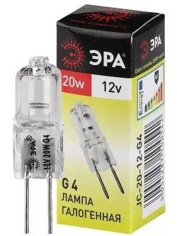 Лампочка галогенная ЭРА G4 20 Вт JC капсула 3000К теплый белый свет набор 10 штук