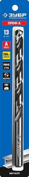 ЗУБР ПРОФ-А, 13.0 х 205 мм, сталь Р6М5, класс А, удлиненное сверло по металлу, Профессионал (29624-13)