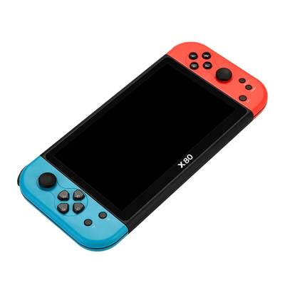 Портативная игровая приставка X80 16 GB, 20000 встроенных ретро-игр, 7,0 дюймовый экран, сини-красный