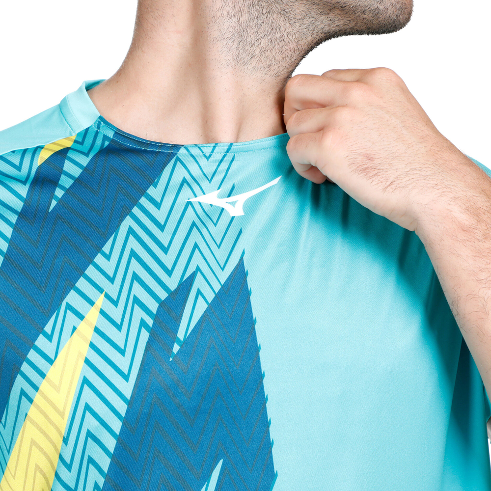 Мужское теннисное поло Mizuno Shadow Graphic T-Shirt Men - Turquoise